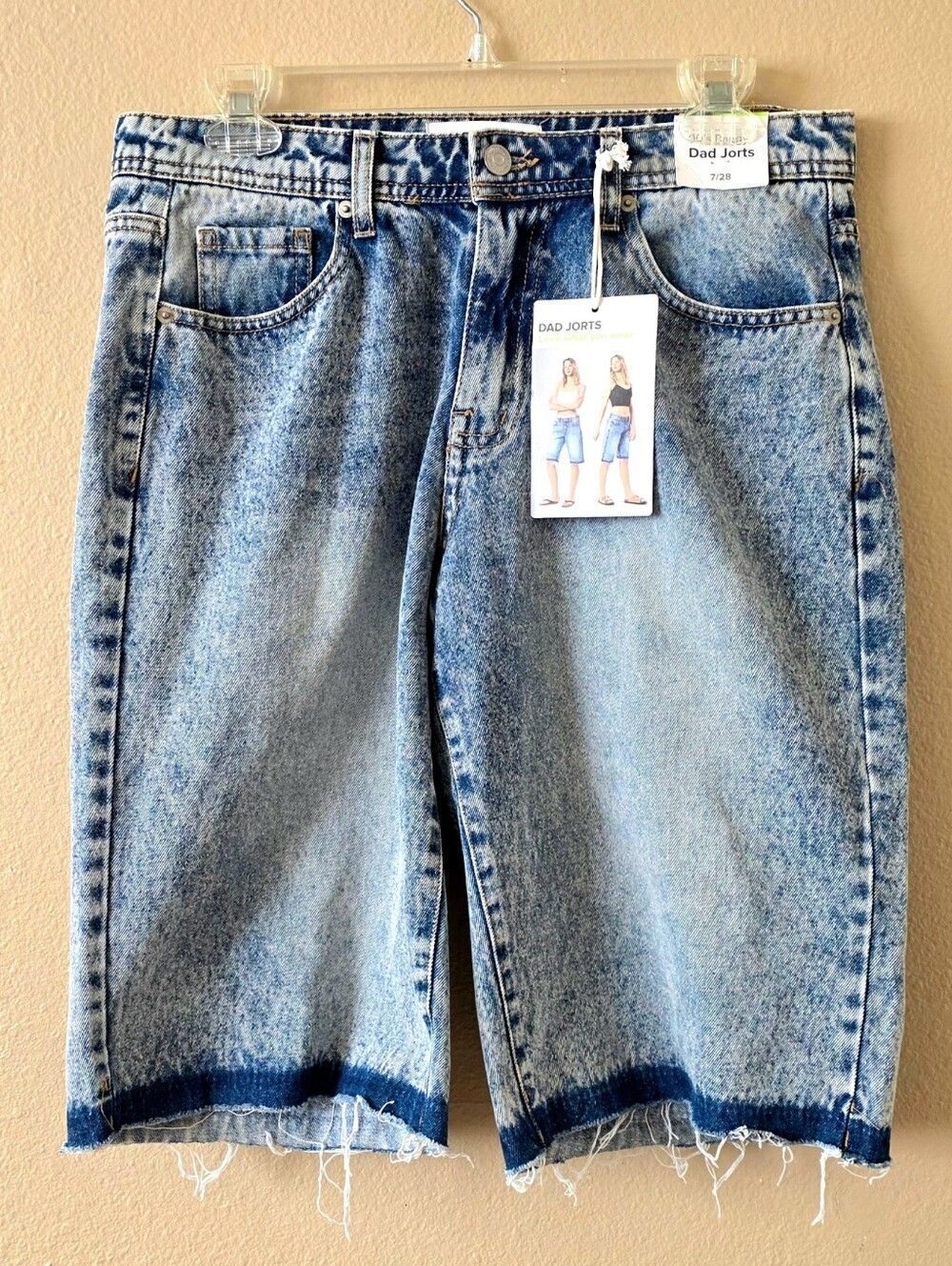 Witty Fox Juniors 90s Baggy Acid Wash Denim Dad Jorts - Size 7